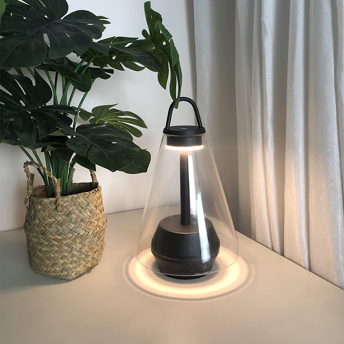 Table Lamp - Rechargeable Glass LED Light for Indoor Use