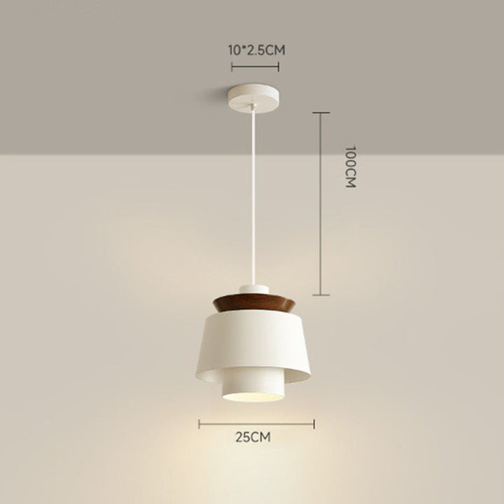 Modern Dome Pendant Light - Metal Wood Grain Fixture for Dining Room
