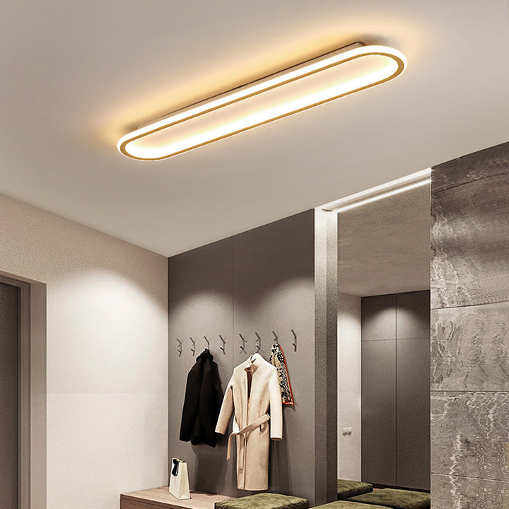 Oval LED Ceiling Light - Gold Art Deco Design Lamp for Modern Homes