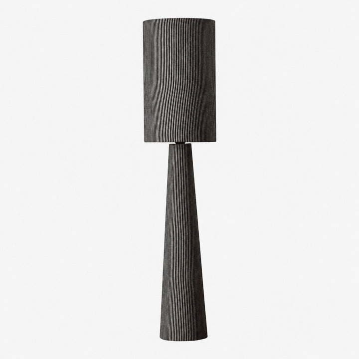 Grau gestreifte Stoff-Stehlampe  