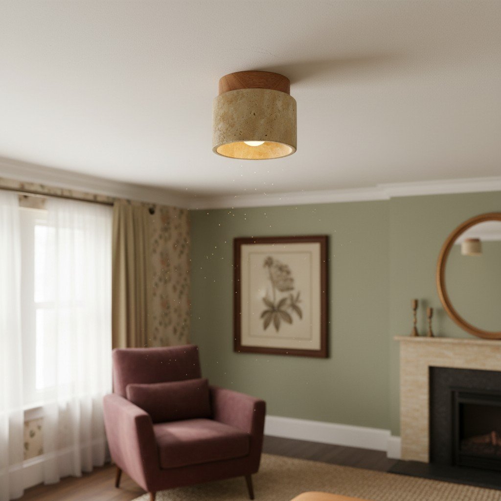 Travira Wabi Sabi Ceiling Light Organic Textured Marble Ceiling Lamp for Hallway