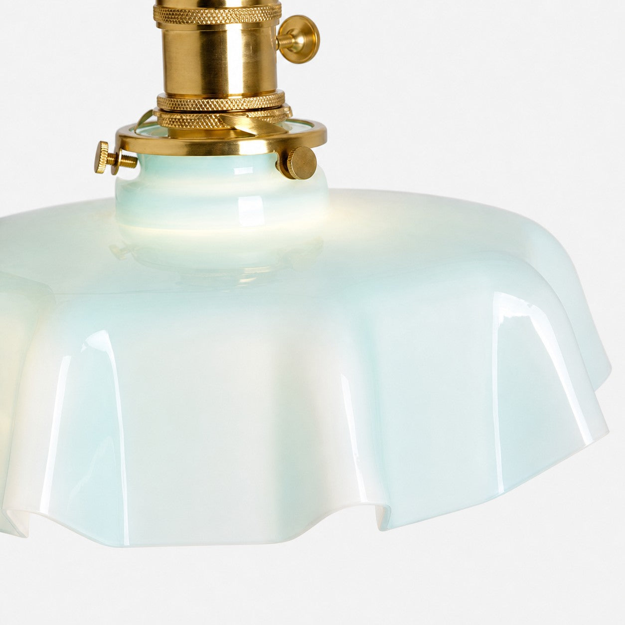 Blue Milk Glass Brass Wall Sconce