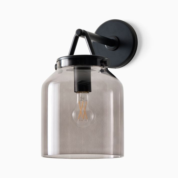 Hanton Metal Outdoor Wall Sconce - Matte Black Industrial Light Fixture
