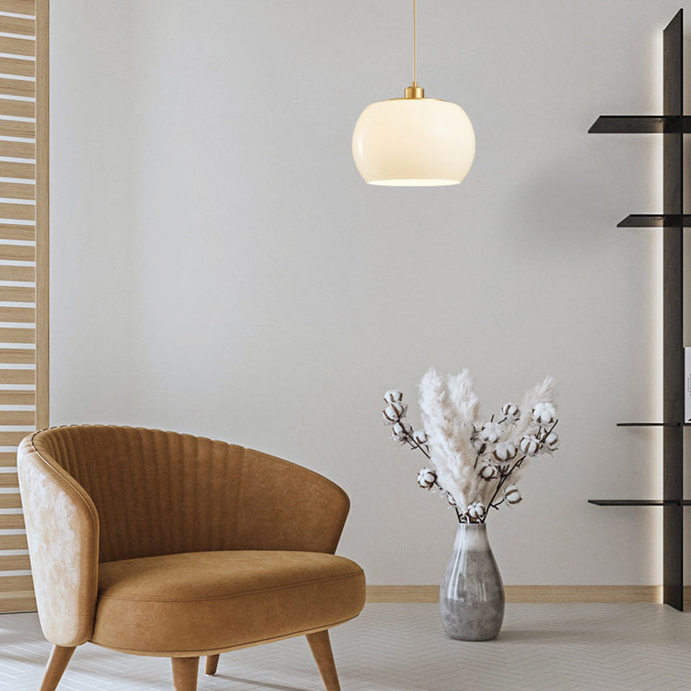 Bauhaus Glass Pendant Lights - Modern White Orb Lamp for Bedroom