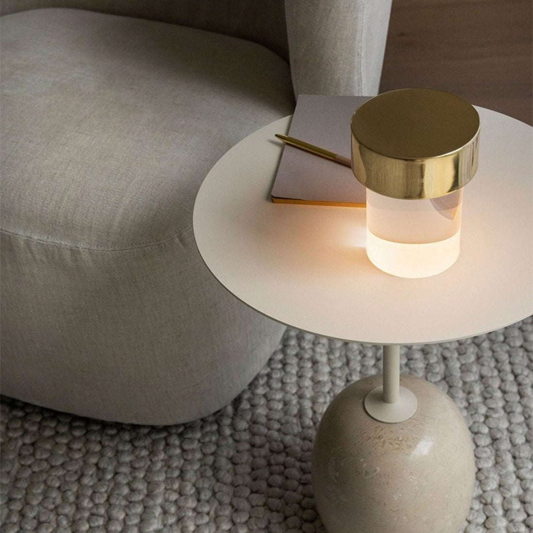 Tragbare Tischlampe – wiederaufladbare Glaslampe für Wohnzimmer und Schreibtisch