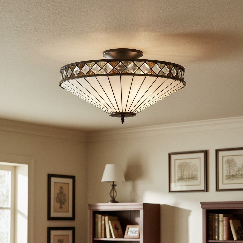 TF Fargo Semi-Flush Ceiling Lamp — A Classic Deco Light with a Decorative Glass Shade for Multi room Use