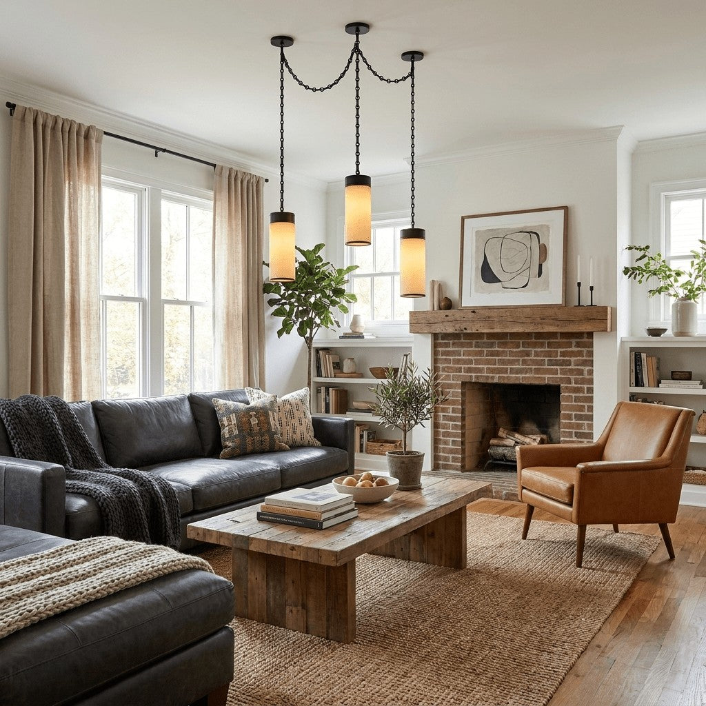 Cream Alabaster Chain Hardwired Pendant Light