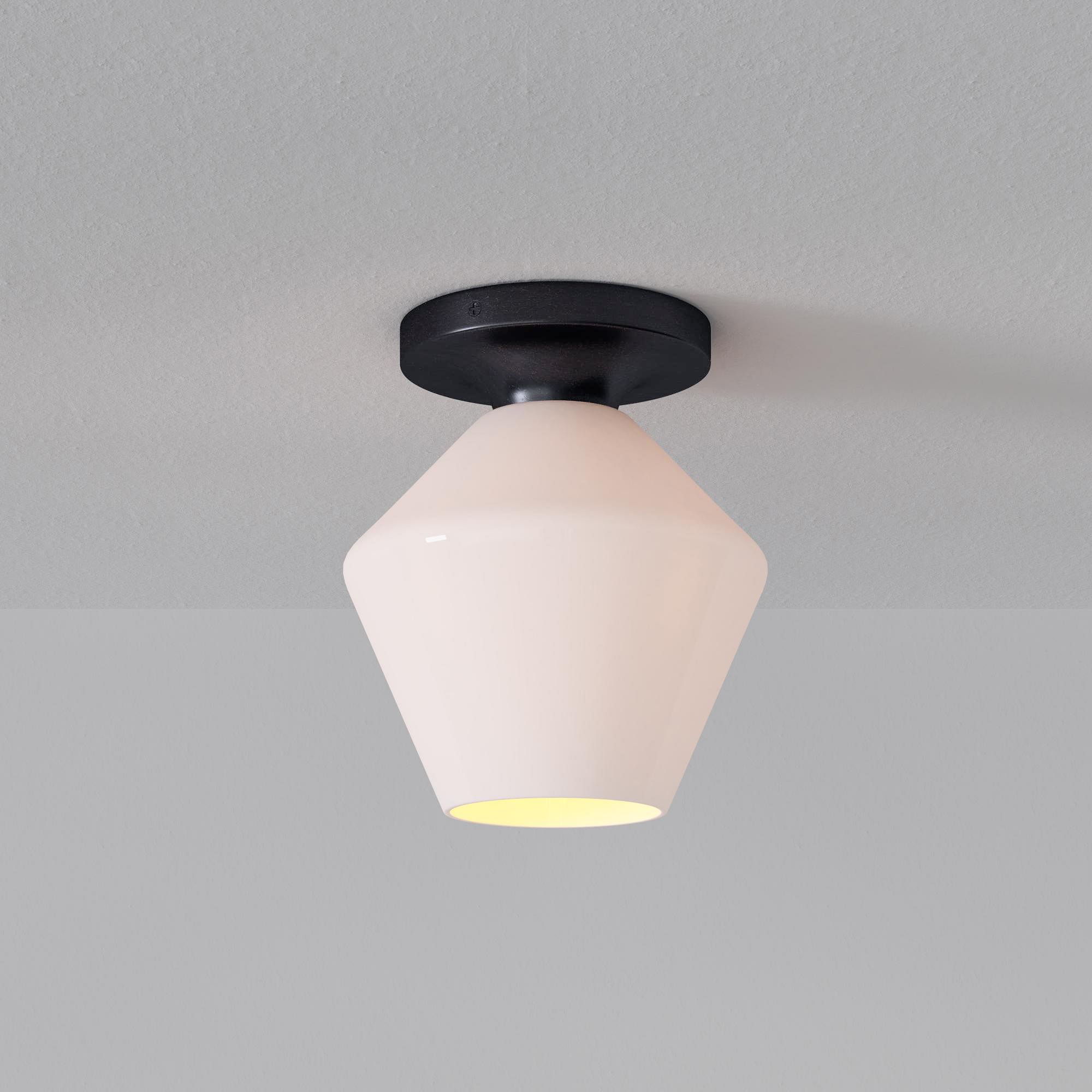 Merin Minimalist Sleek Geometric Glass Flushmount Light