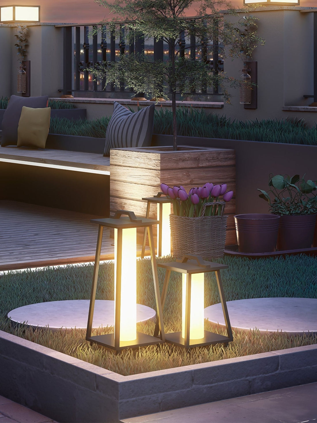 Acrylic Shade Light - Stainless Steel Portable Outdoor Lamp for Garden