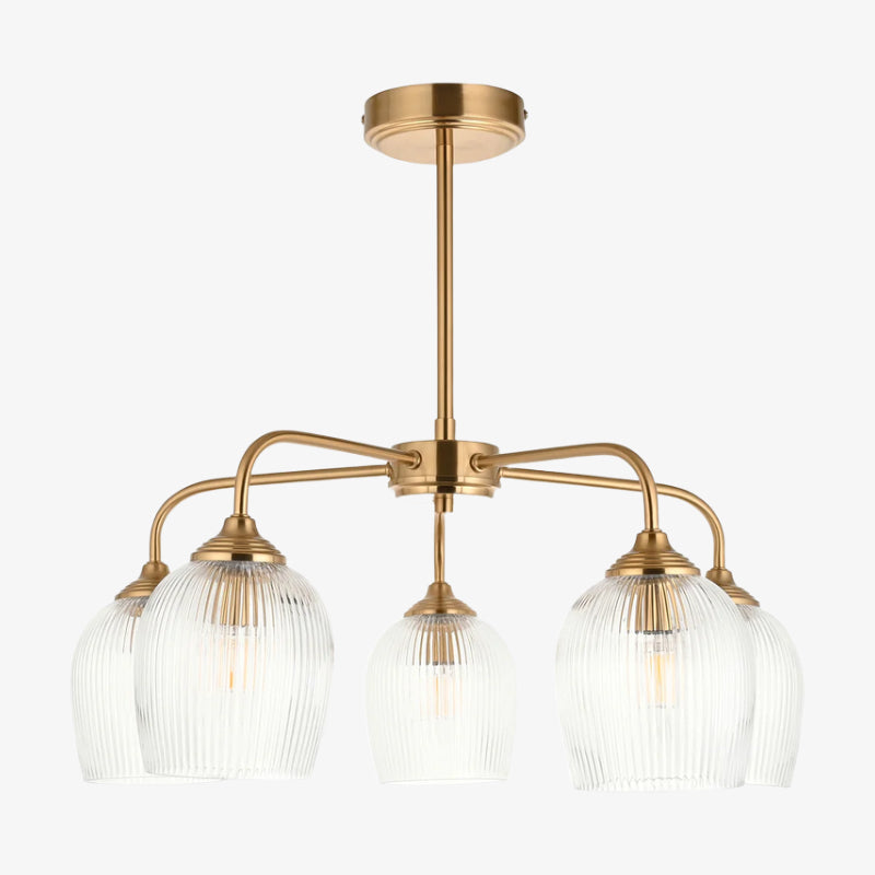 Brazara Multi-Light Glass Shade Pendant Lamp – Curved Metal Arms for Modern Homes