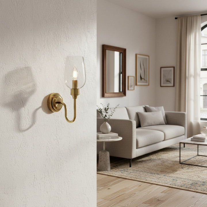 Clarione Art Deco Wall Light with Clear Glass Shade – Modern Metal Design for Hallways