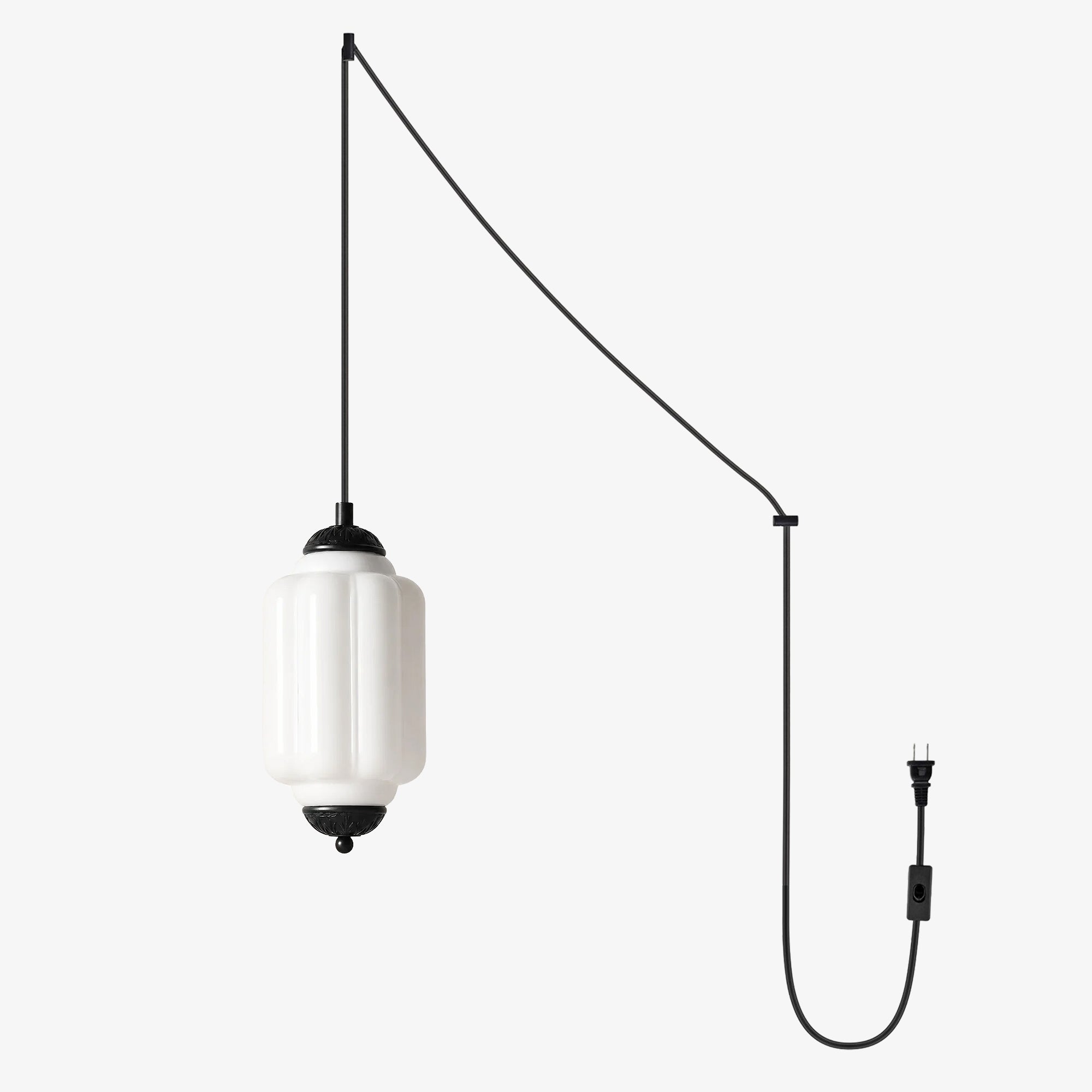 Fluted Glass Antique Brass Plug-In Pendant