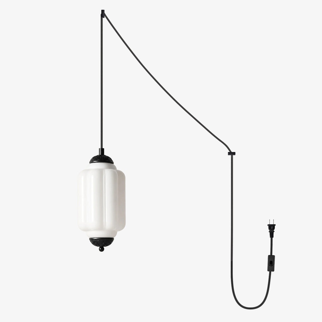 Fluted Glass Antique Brass Plug-In Pendant