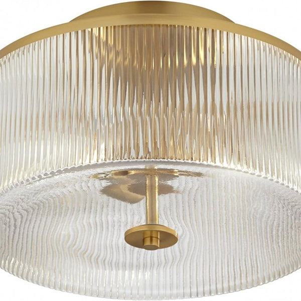 Rilona Striped Glass Drum Ceiling Fixture — Classic Semi-Flush Light for Bedroom or Office U13