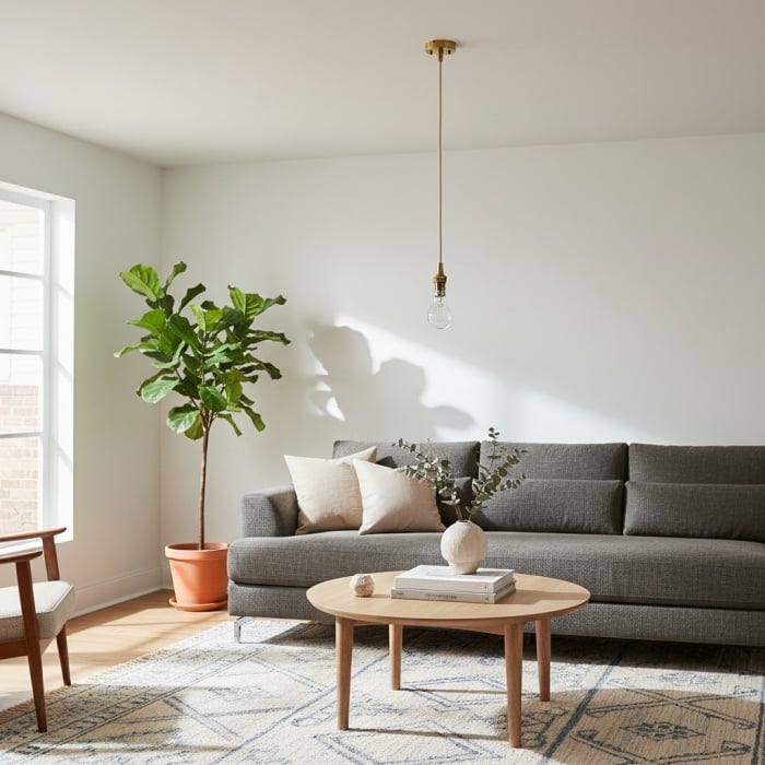 Plaitar Modern Brass Pendant Light - Minimalist Ceiling Fixture with Braided Cord for Hallways