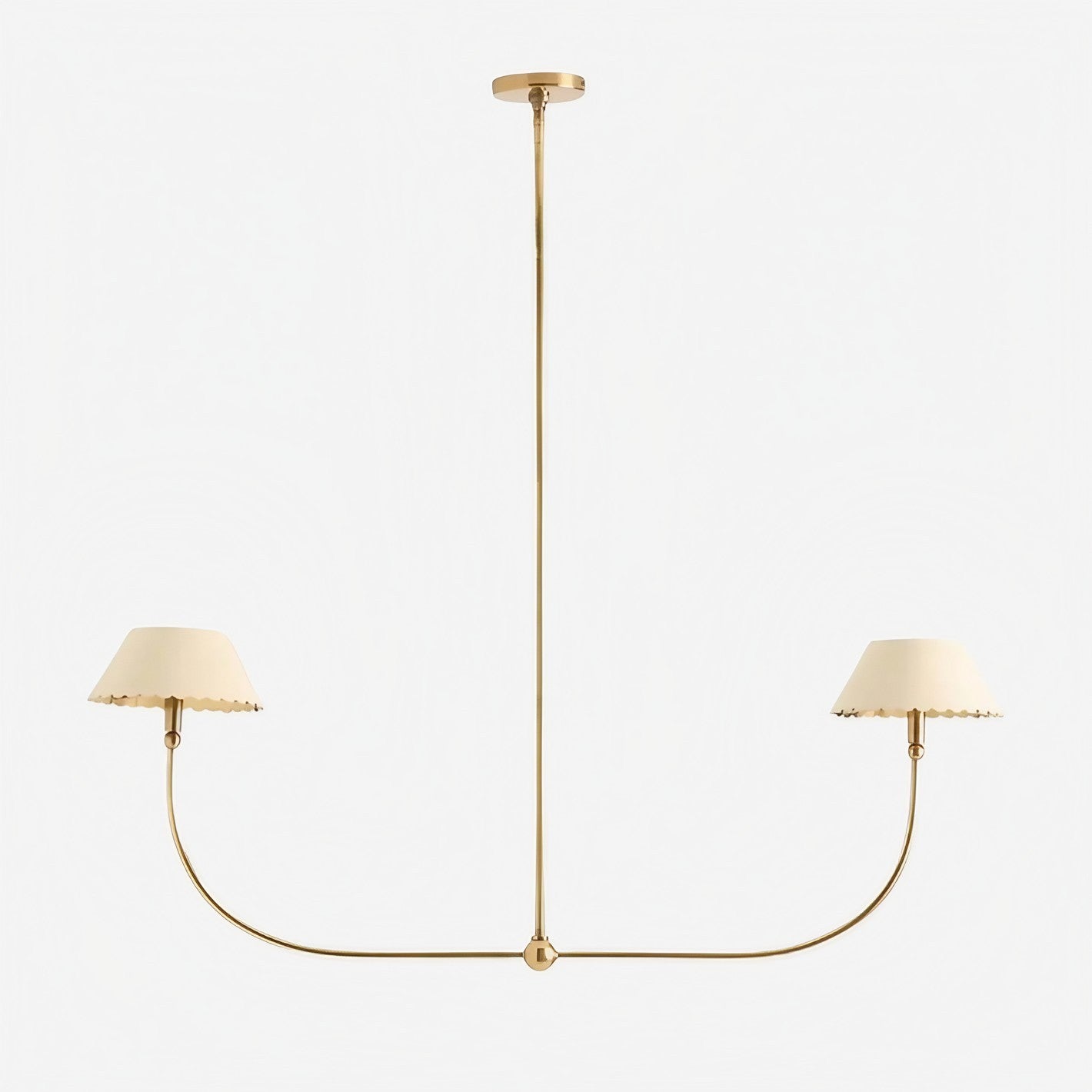 Foldray Scalloped Linear Chandelier - Leather Style for Dining Room