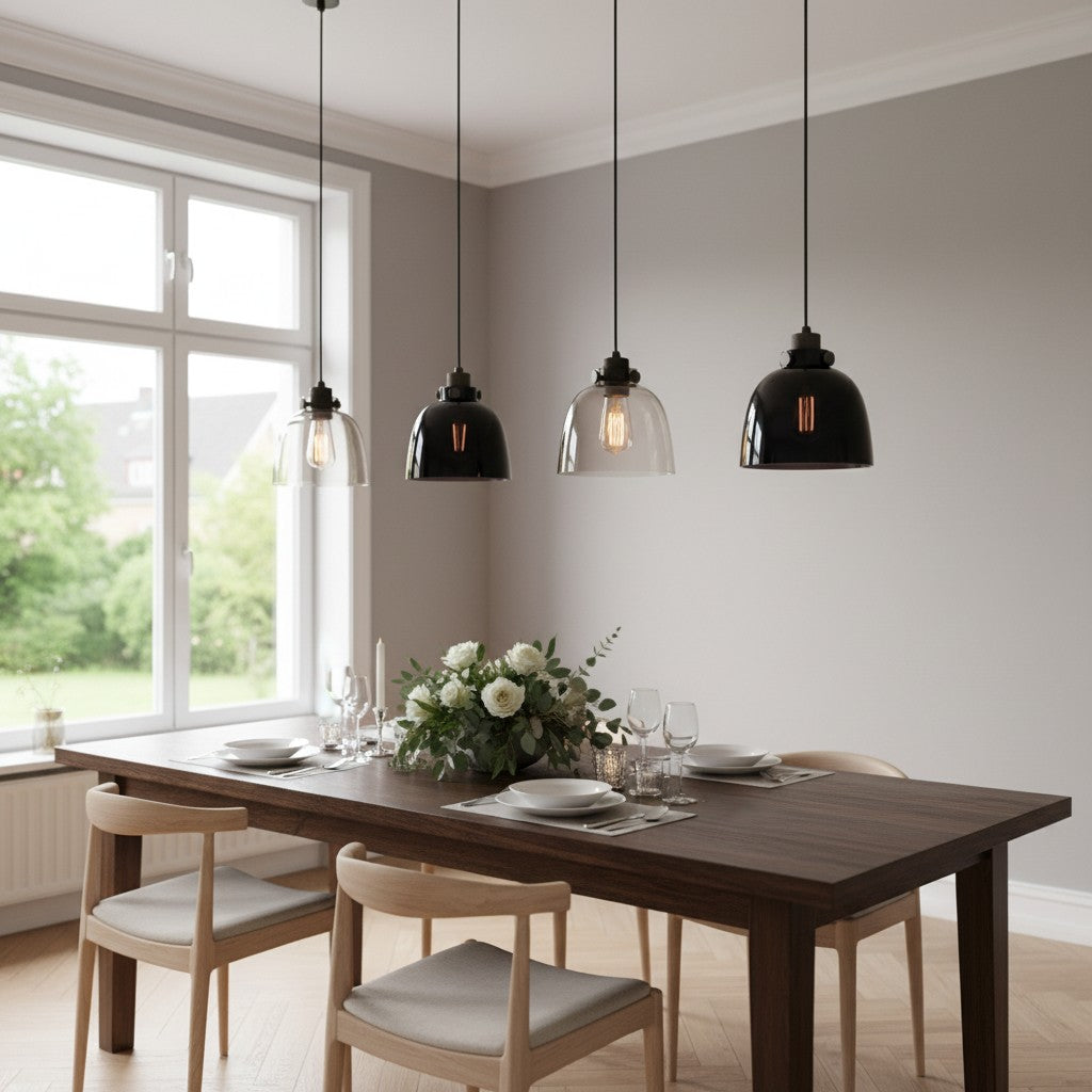 Readium Tinted Glass Pendant Light - Minimalist Dome Shade Adjustable for Kitchen Island and Dining Room