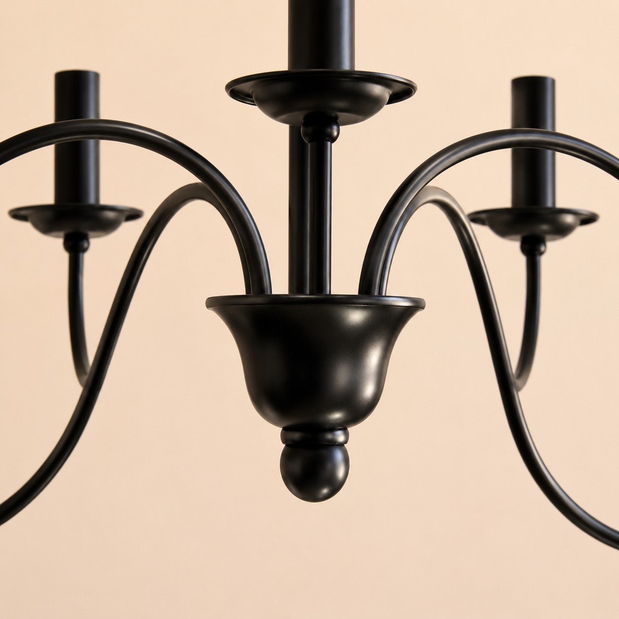 Vintage Black Iron Candle-Style Chandelier