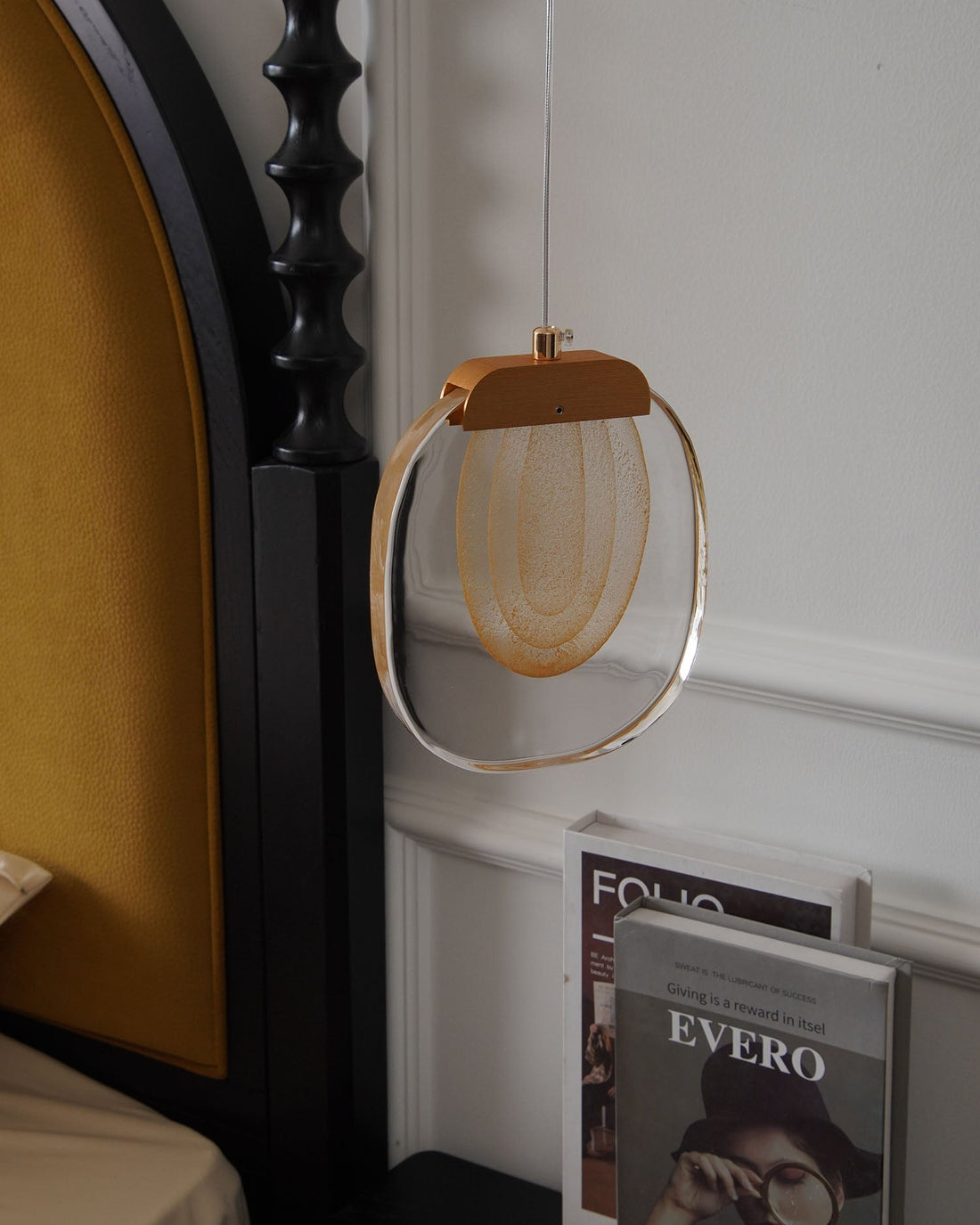 Clear Rippled Glass Plug-In Pendant