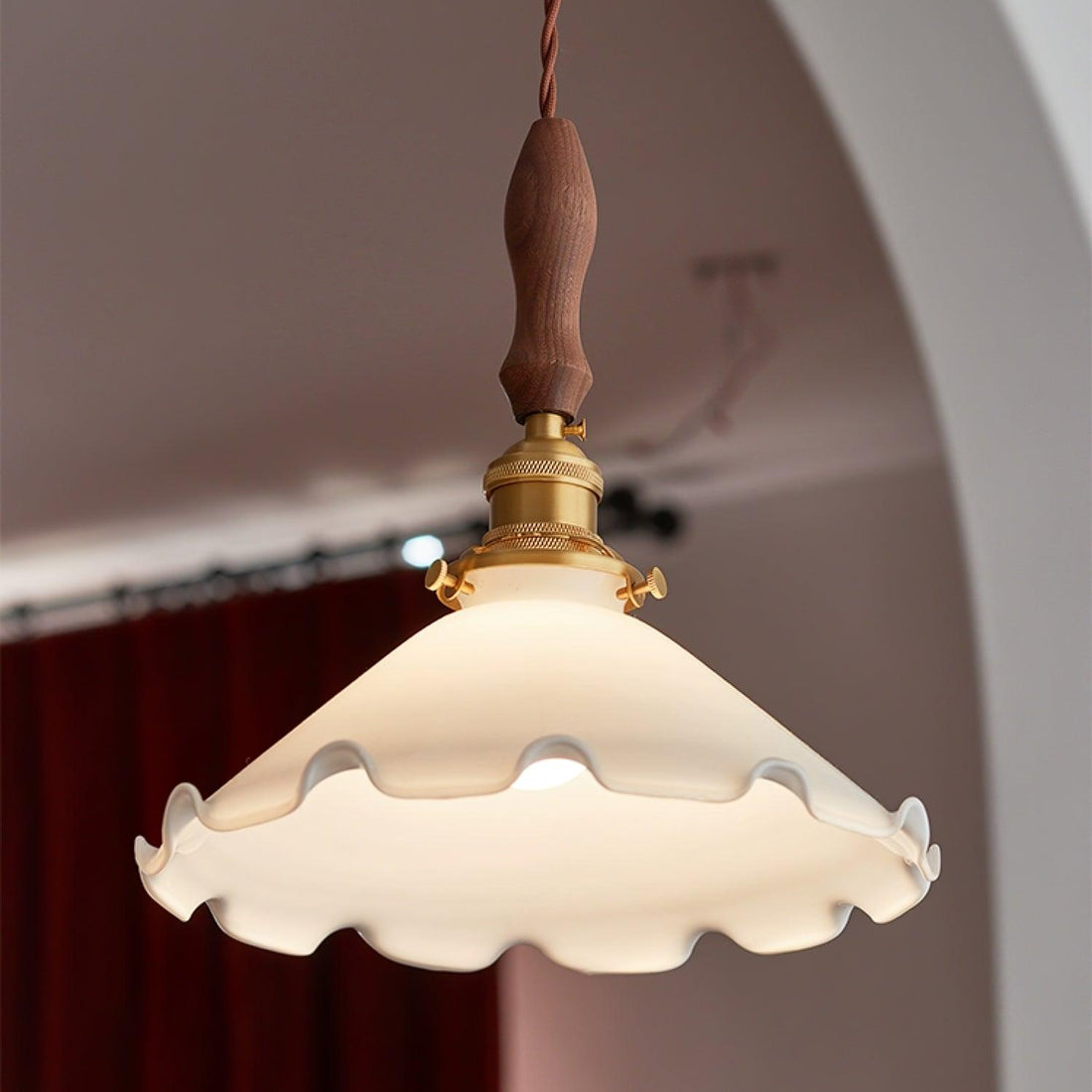 White Sculptural Glass Plug-In Pendant