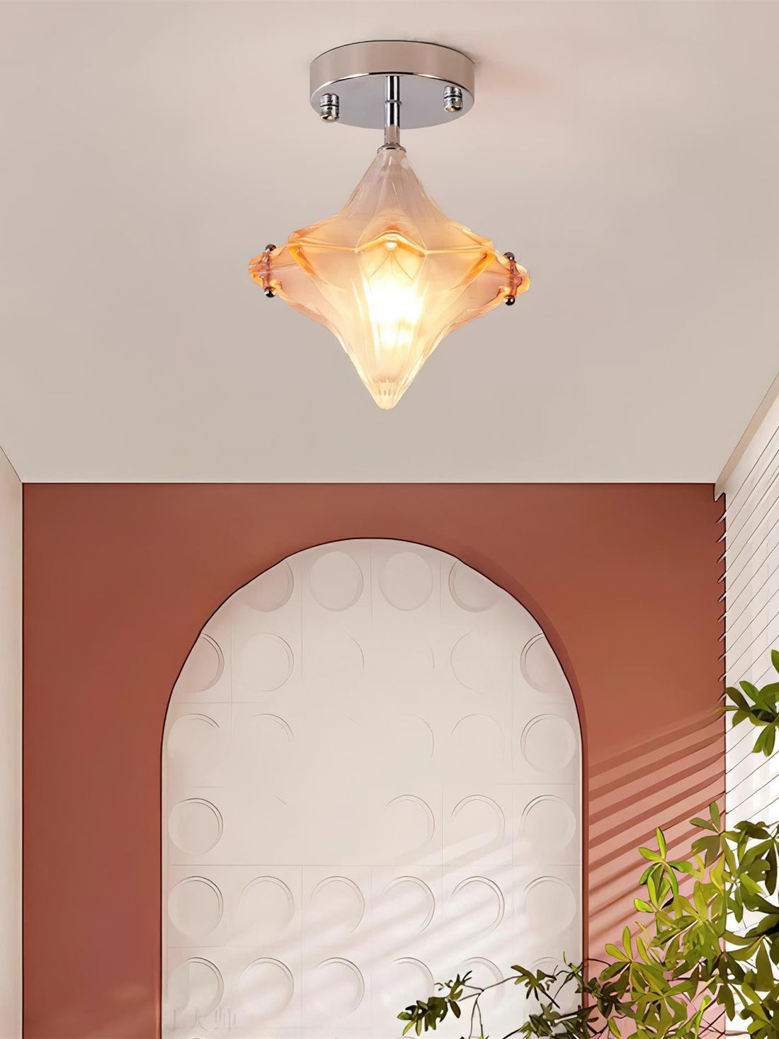Art Deco Star Ceiling Lamp - Frosted Glass Fixture for Hallway & Entryway - Astris Ceres