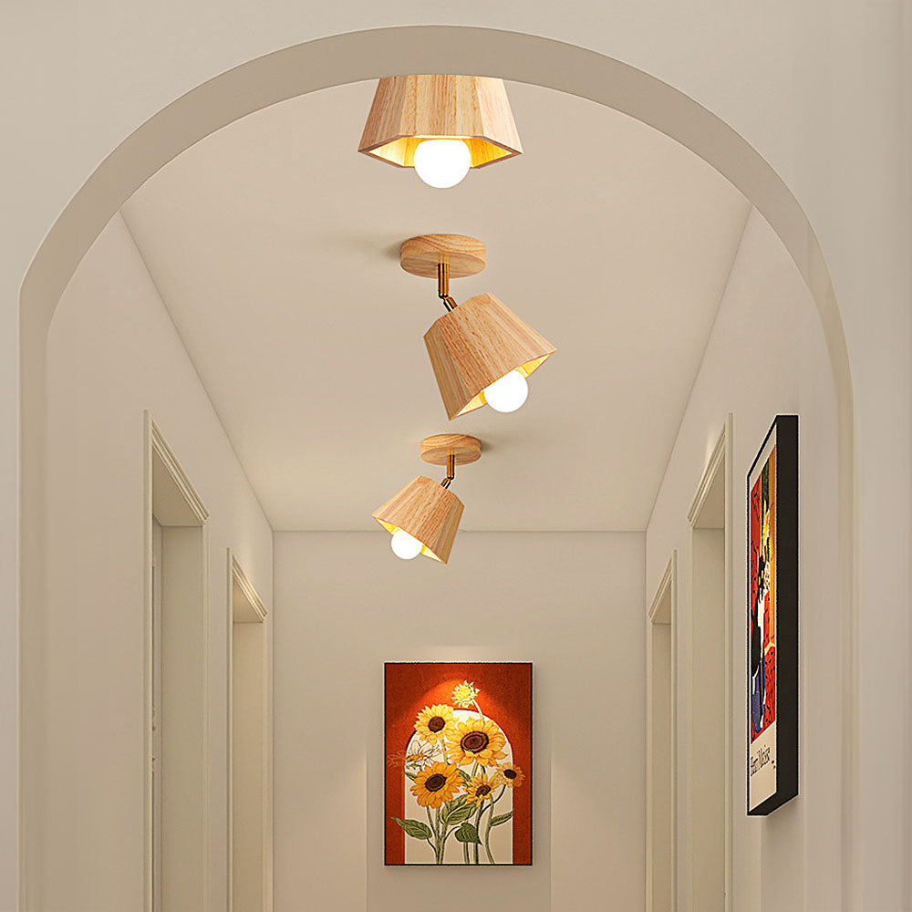 Adjustable Wood Ceiling Light - Polygons Track Light for Living Room