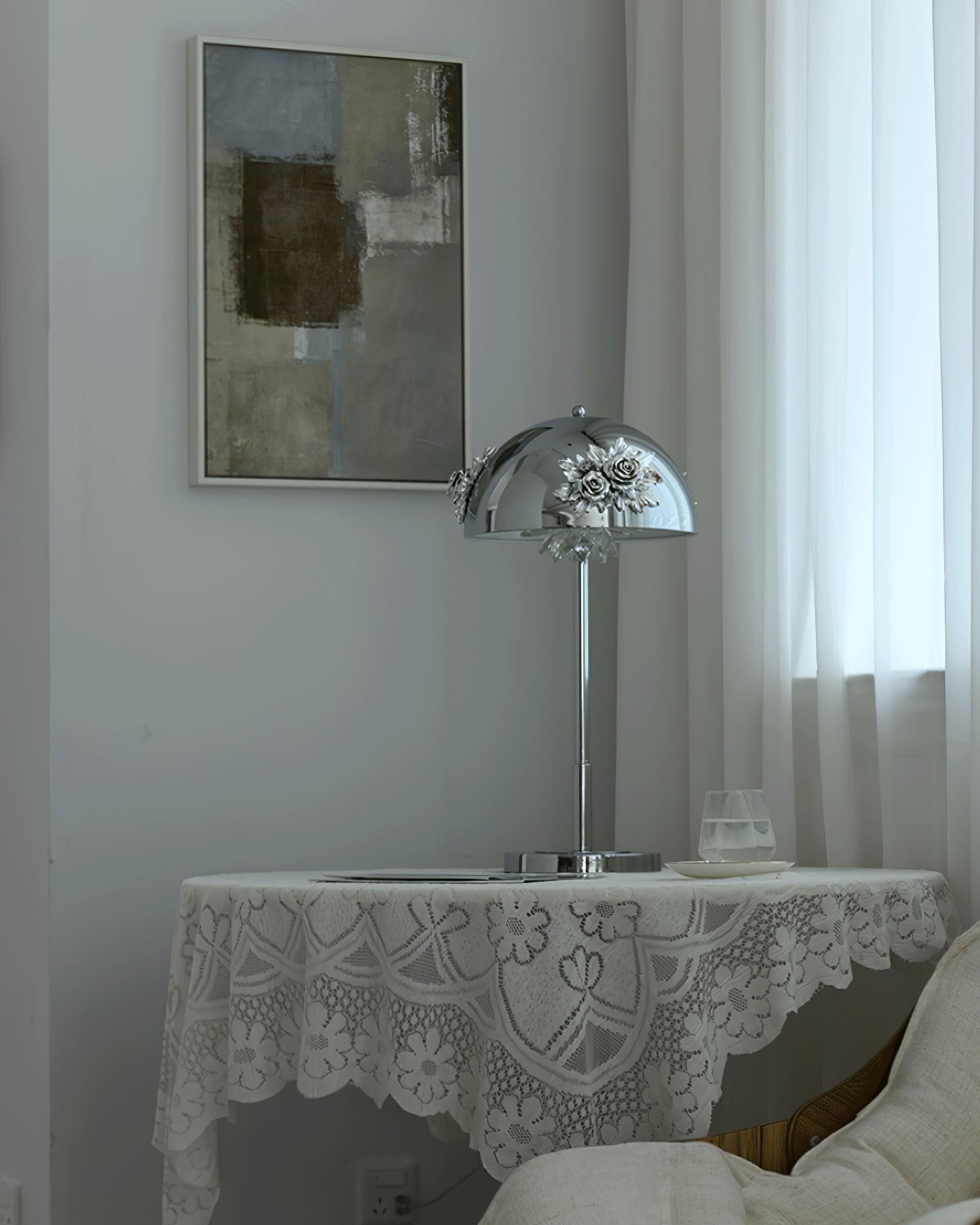 Table Lamp with Built-in Battery - Artistic Floral Light for Room