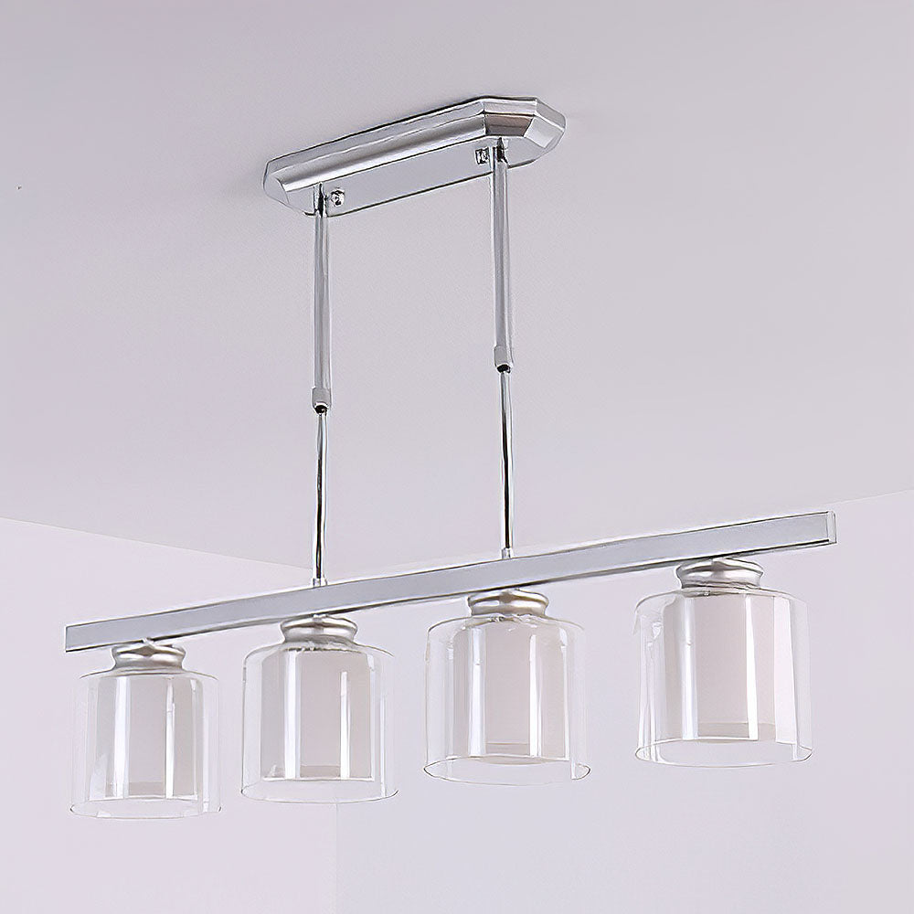 Kitchen Island Pendant Light - Modern Adjustable Height Glass Lighting