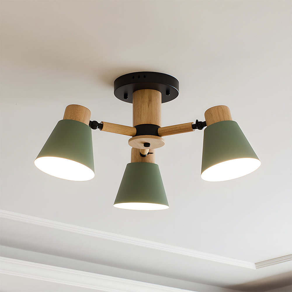 Wooden Ceiling Light - Flush Mount Living Room Lamp Natural