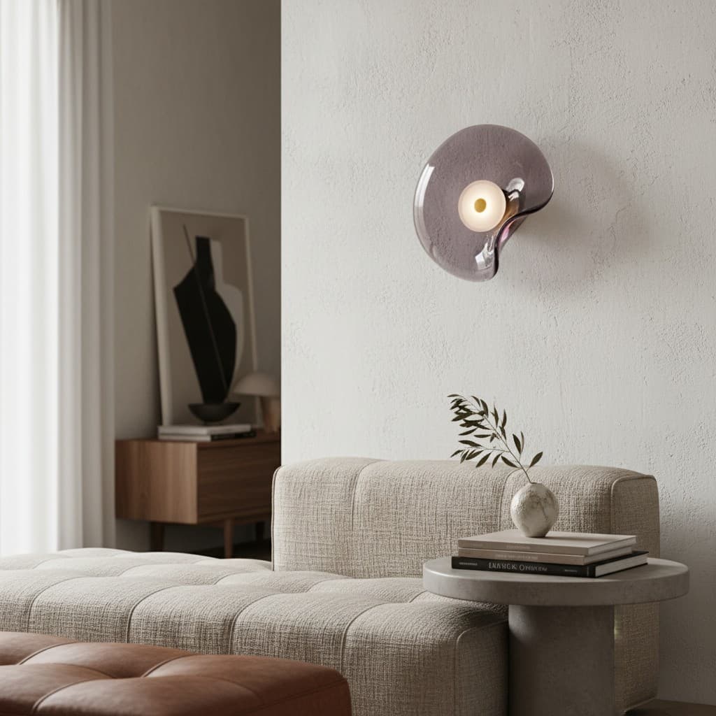 Lunacrest Curved Nebula Inspired Wall Light – Artistic Glass Lighting for Hallway