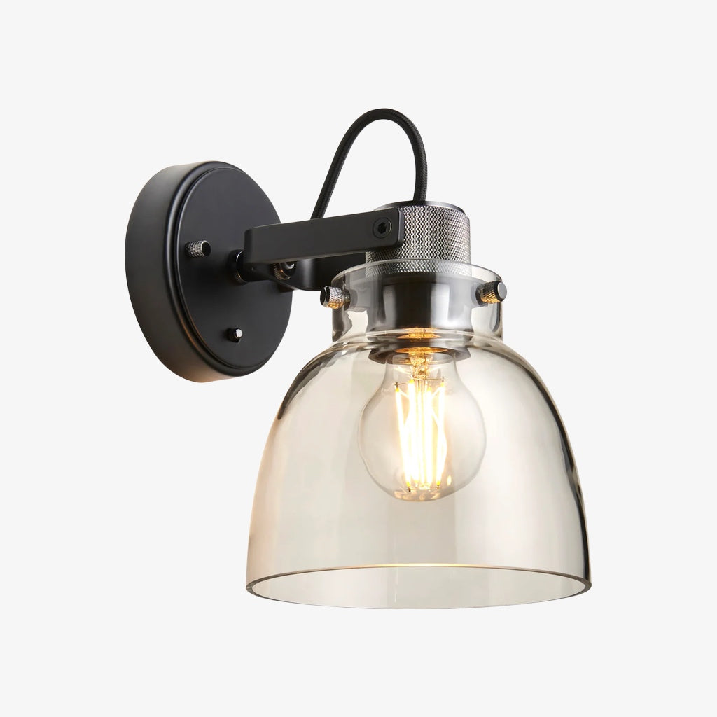Readium Modern Glass-Shaded Wall Lamp – Adjustable Head for Bedrooms and Hallways
