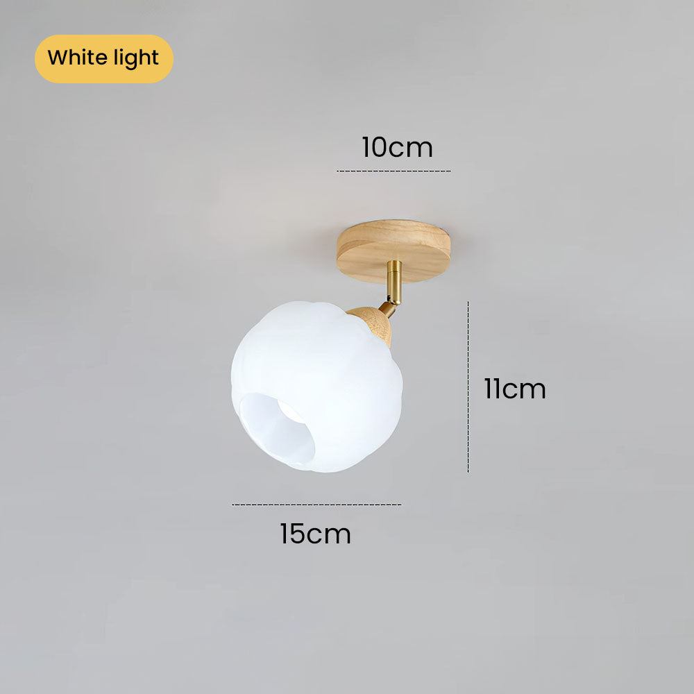 Cream Wood Track Light - Modern Ball Ceiling Light for Living Room
