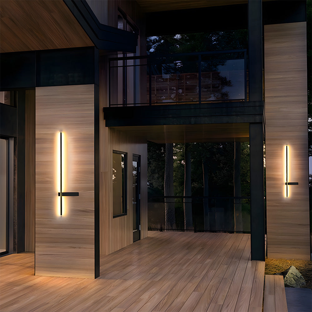 IP54 Outdoor Wall Light - Modern Black LED Strip Lighting