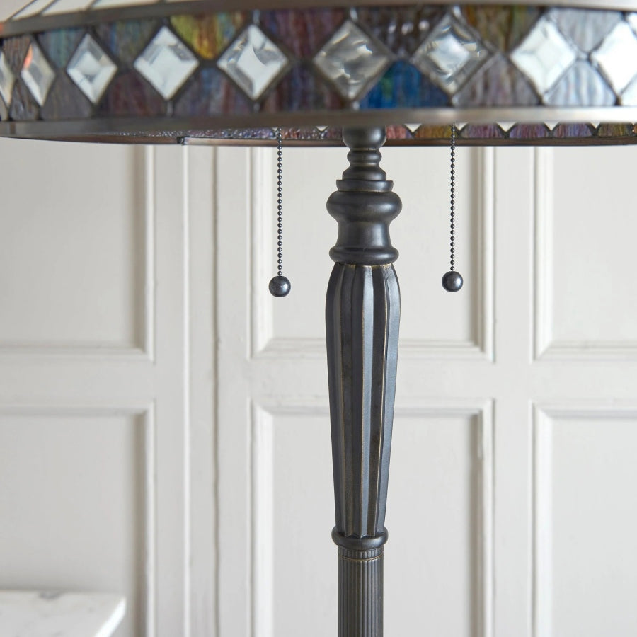 TF Fargo Geometric Art Deco Tiffany Floor Lamp for Living Room Corner Lighting