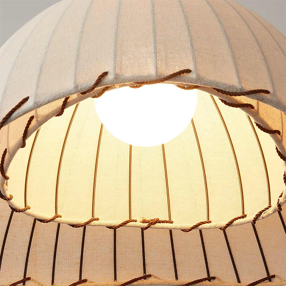 Wabi Sabi Pendant Light - Linen Shade Ceiling Fixture with Soft Glow