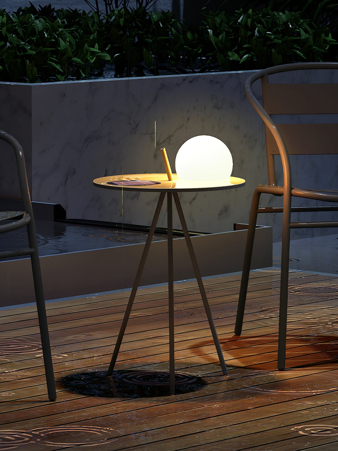 Stativ-Außenlampe – Solar-Ambientelicht und Beistelltisch für die Terrasse
