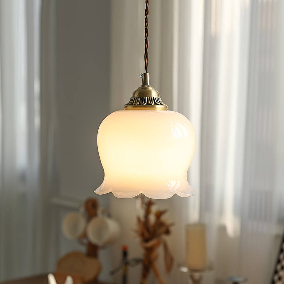 Brass Resin Petal Plug-In Pendant