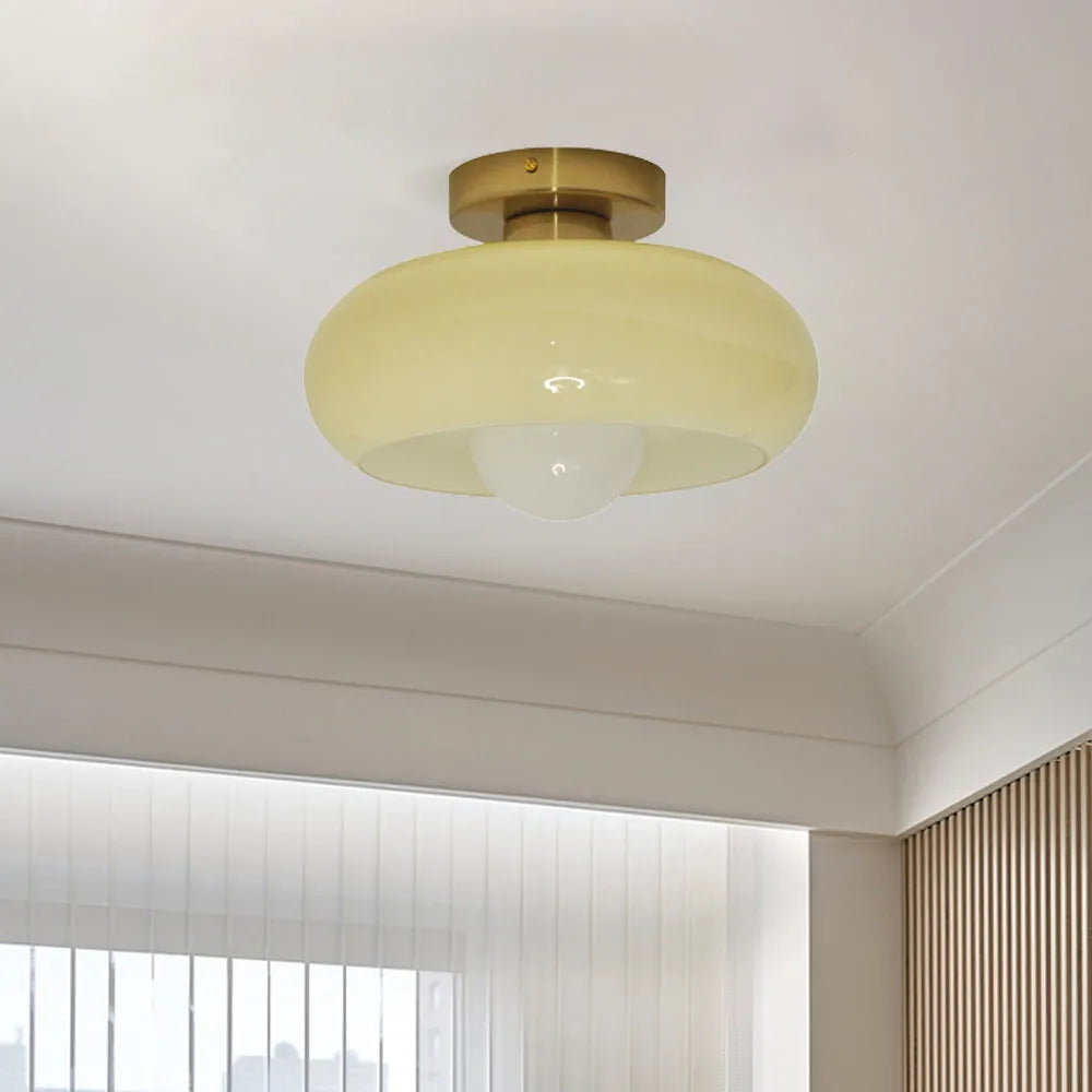 Retro Glass Ceiling Light - Round Fixture for Living Room