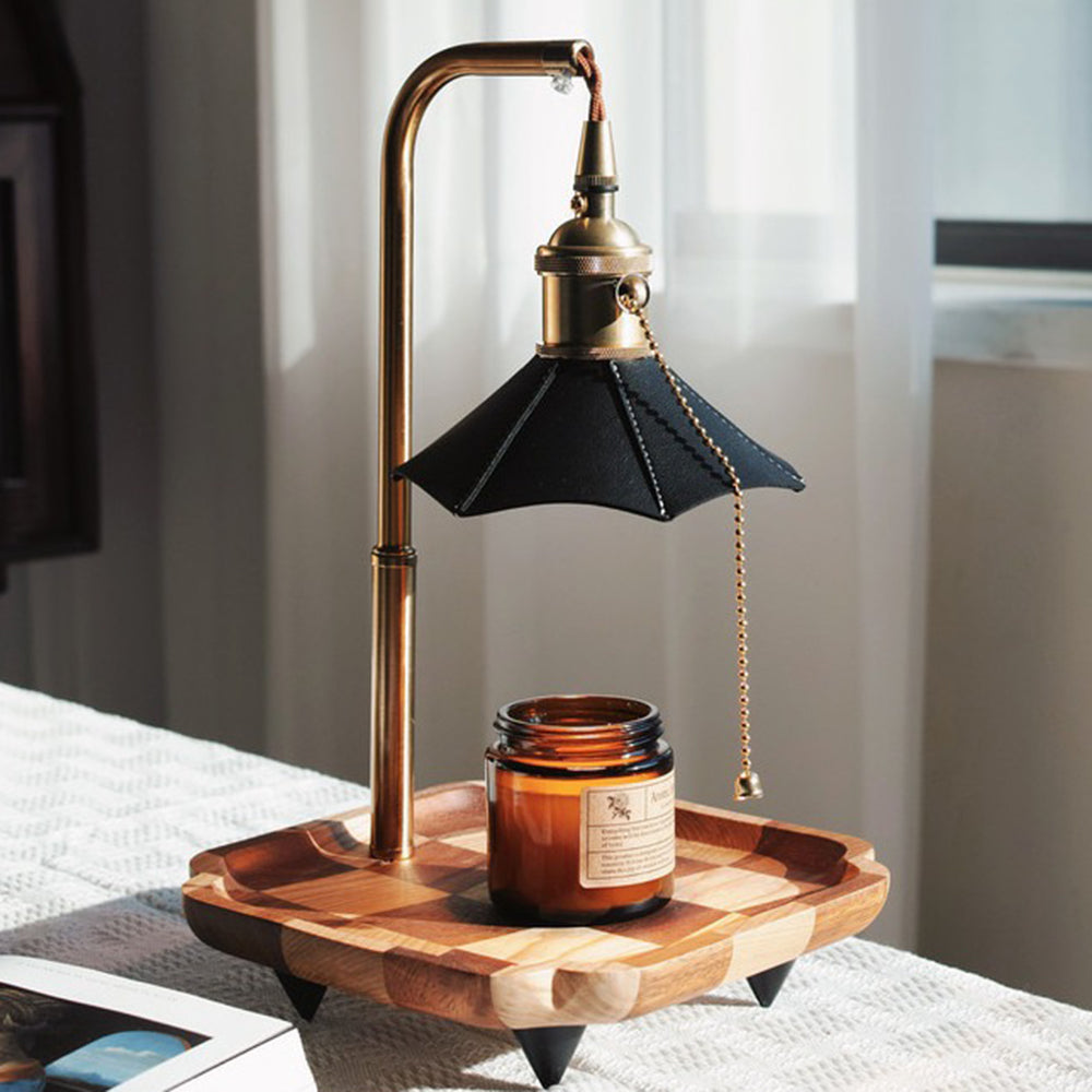 Retro Wood Table Lamp - Aromatherapy Candle Holder with Vintage Charm