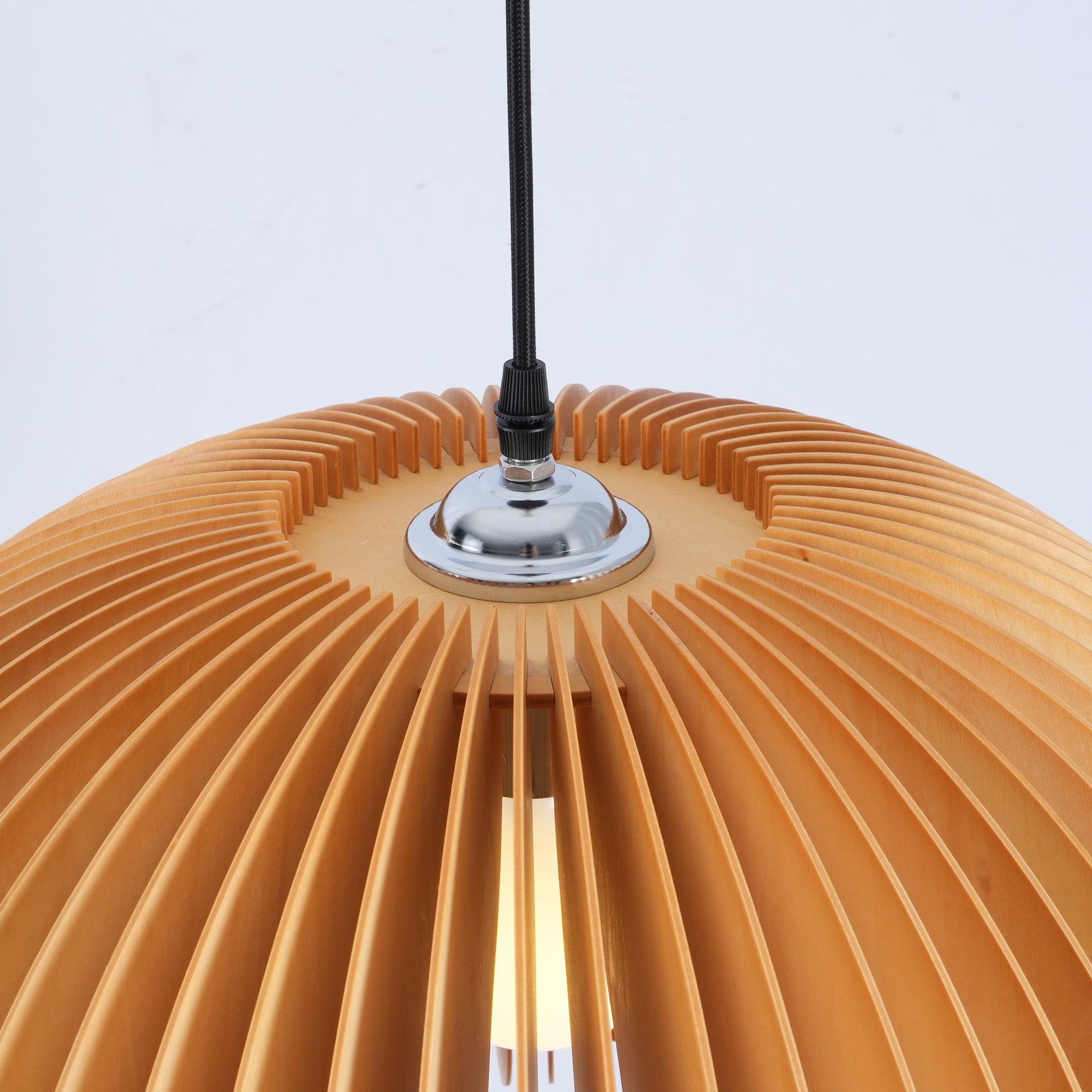 Rounded Wood Slat Swag Pendant Light