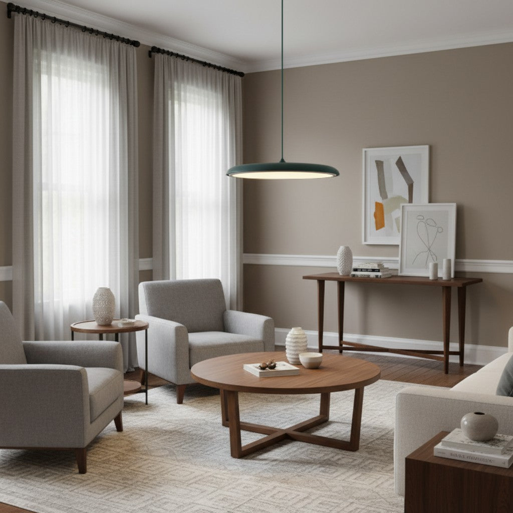 Astris Modern Disc Pendant Lighting – Soft Glow LED Hanging Light for Dining Room and Living Space