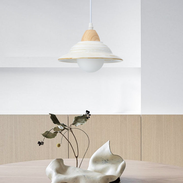 White Ceramic Pendant Light - Creative Milky Hat Design for Interiors