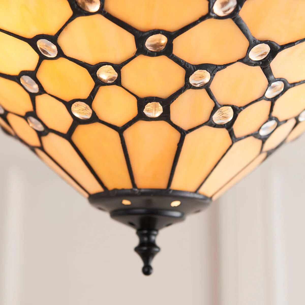 TF Pearl Handcrafted Tiffany Ceiling Light – Art Deco Stained Glass Light for Hallway or Living Room