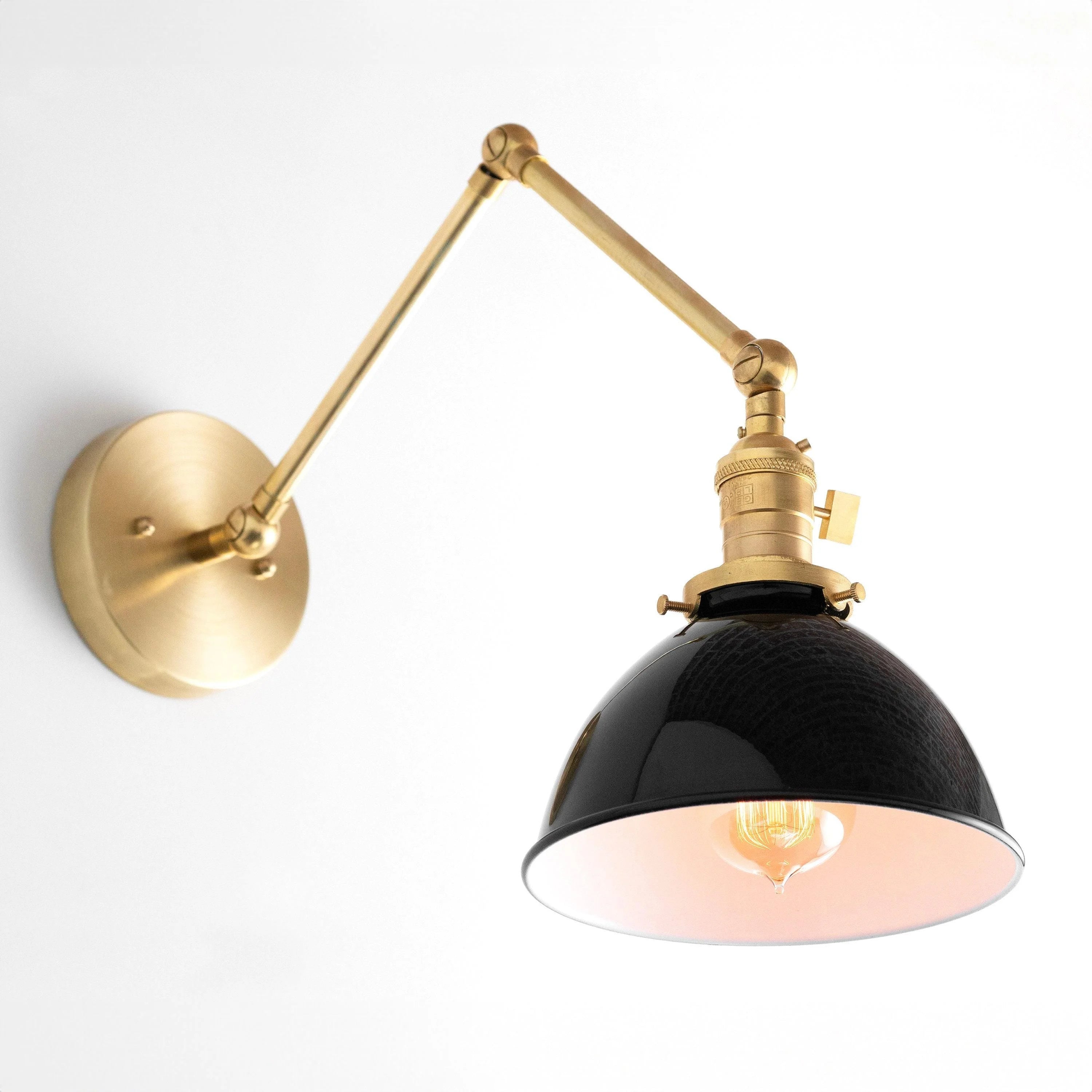 Conique Metal Vintage Industrial Swing Arm Wall Lamp - Adjustable Dome Shade for Study
