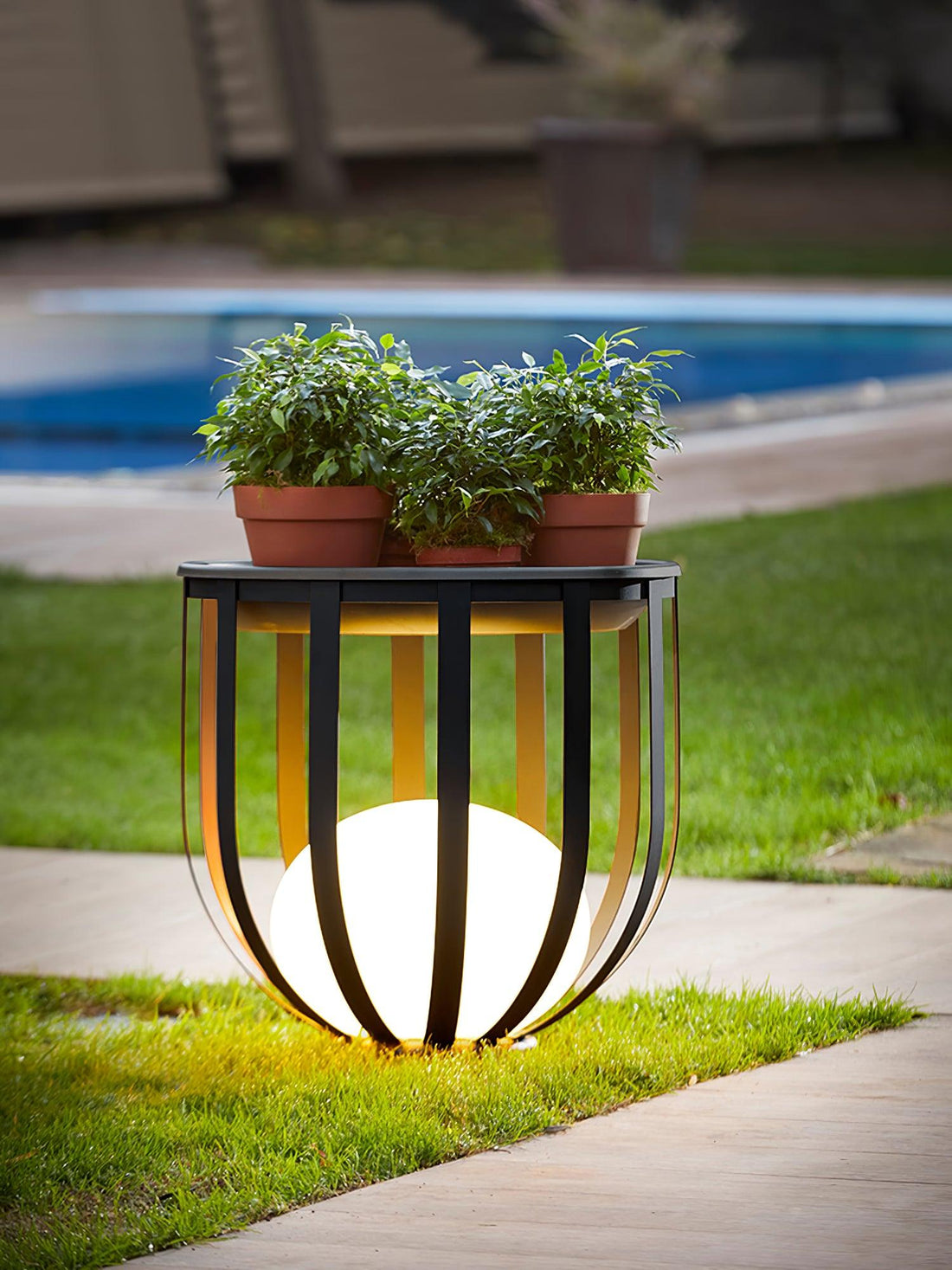 Garden Outdoor Floor Lamp - Dimmable LED Light with Tray & Flower Pot