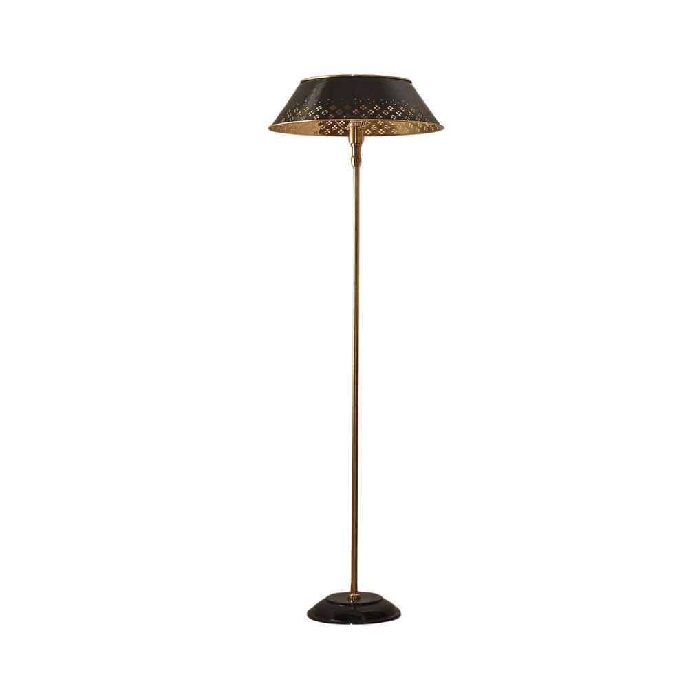 Auriglow Brass Floor Lamp - Enameled Perforated Space Age Bedroom Lamp