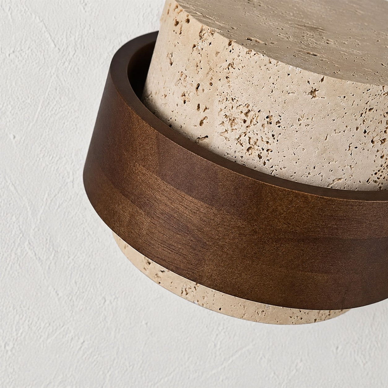 Travertine Walnut Cylindrical Plug-In Pendant