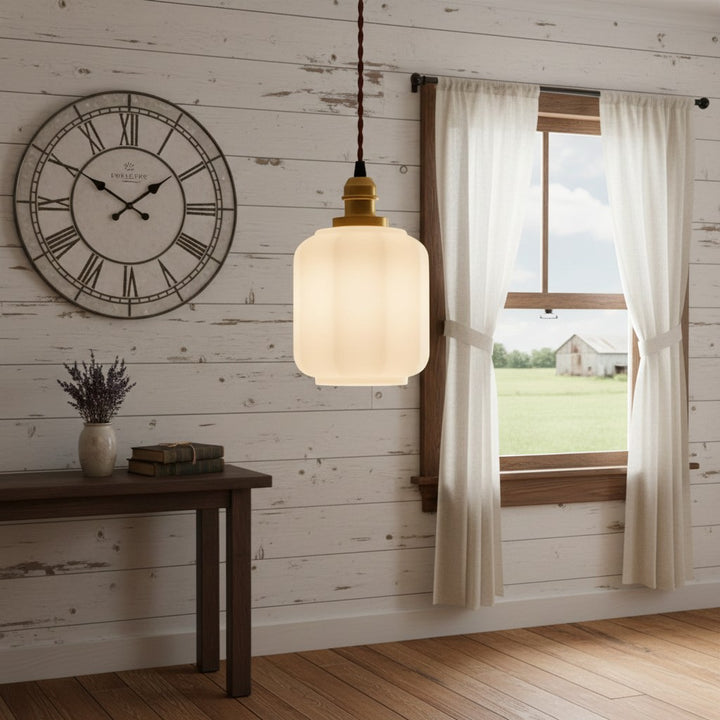 Glassora Creative Glass Lantern Pendant Lamp - Stylish Hanging Light for Kitchen or Bedroom U15