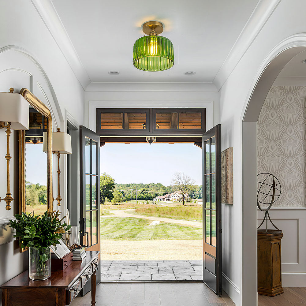 Green Glass Ceiling Light – Vintage Fixture for Stylish Home Interiors