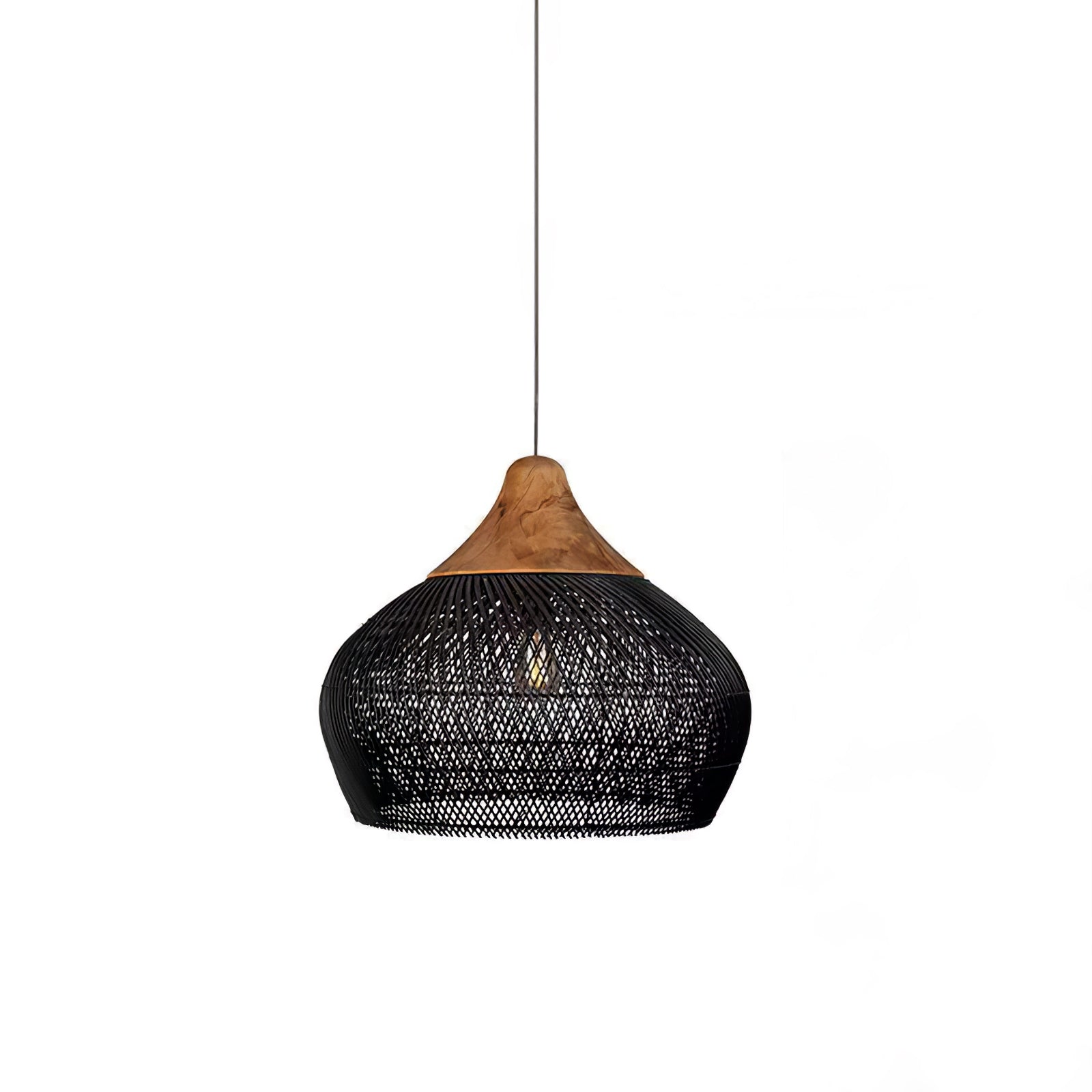 Woven Rattan Wood Plug-In Pendant Light